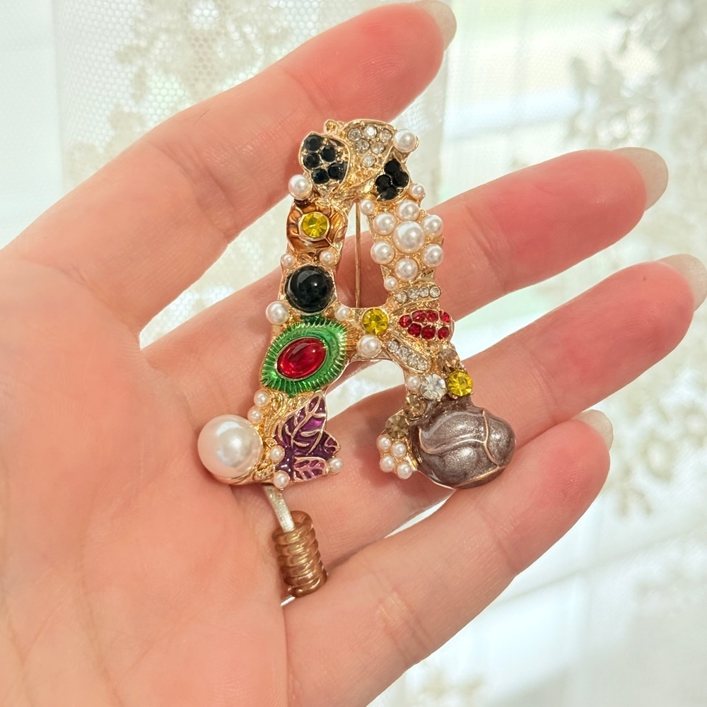 ⚜️ Elegant Gold and Multicolor Brooch - Picture 3 of 5